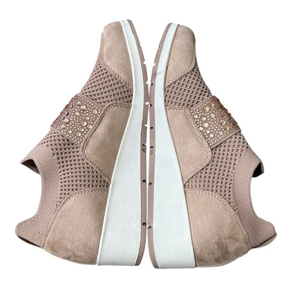 Anne Klein Daphne Rhinestone Wedge Sneaker Women's Sz 9M Blush Pink Y2K Glam - Picture 8 of 9